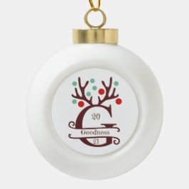Gepersonaliseerde rendierAntlers Familienaam "G" Keramische Bal Ornament