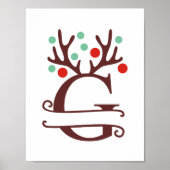 Gepersonaliseerde rendierbrief G gesplitst monogra Poster (Voorkant)