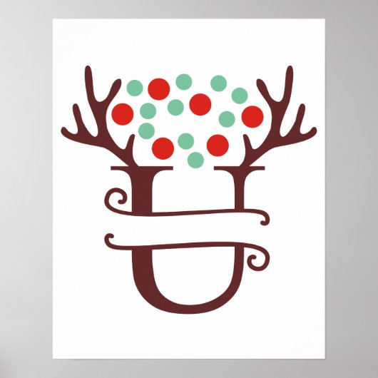 Gepersonaliseerde rendierbrief U gesplitst monogra Poster (Voorkant)