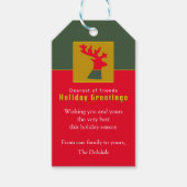 Gepersonaliseerde rendieren Rode bos Groene Kerstm Cadeaulabel (Voorkant)