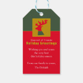 Gepersonaliseerde rendieren Rode bos Groene Kerstm Cadeaulabel (Achterkant)