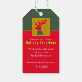 Gepersonaliseerde rendieren Rode bos Groene Kerstm Cadeaulabel