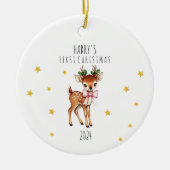 Gepersonaliseerde rendieren van het kind Eerste Ke Keramisch Ornament (Voorkant)
