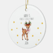 Gepersonaliseerde rendieren van het kind Eerste Ke Keramisch Ornament (Links)