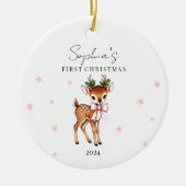 Gepersonaliseerde rendieren van het kind Eerste Ke Keramisch Ornament (Voorkant)