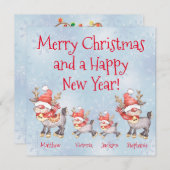 Gepersonaliseerde rendierfamilie kerstmis (Voorkant / Achterkant)