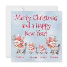 Gepersonaliseerde rendierfamilie kerstmis