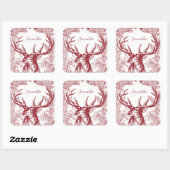 Gepersonaliseerde rendierkerst vierkante sticker (Vel)