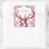 Gepersonaliseerde rendierkerst vierkante sticker (Tas)