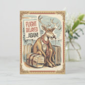 Gepersonaliseerde rendiervlucht Vertraging Grappig Feestdagenkaart (Staand voorkant)