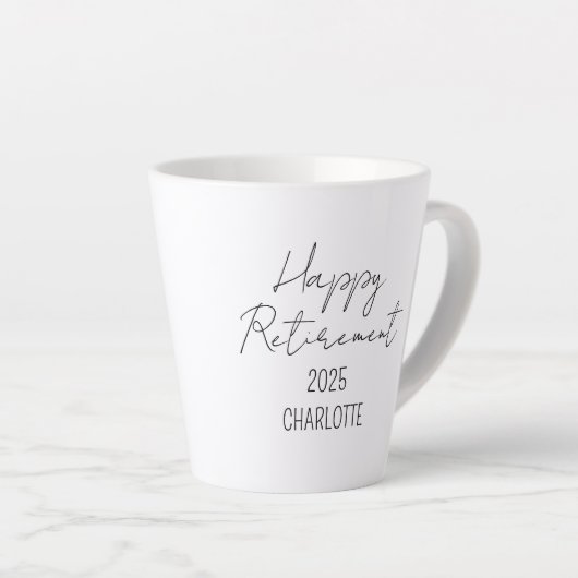Gepersonaliseerde Retirement Coffee Mok, Happy Ret Latte Mok (Rechterhoek)