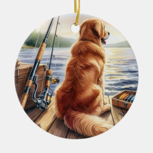 Gepersonaliseerde Retriever op een Dock Dog Memori Keramisch Ornament (Voorkant)