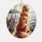 Gepersonaliseerde Retriever op een Dock Dog Memori Keramisch Ornament (Links)