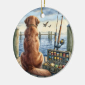 Gepersonaliseerde Retriever op een Dock Pet Memori Keramisch Ornament (Links)