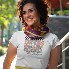 Gepersonaliseerde Retro 5e klas leraar T-shirt