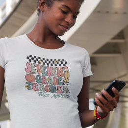 Gepersonaliseerde Retro 7e klas leraar T-shirt