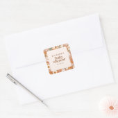 Gepersonaliseerde Retro Aardse Boho Floral Baby sh Vierkante Sticker (Envelop)
