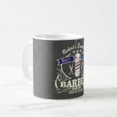 Gepersonaliseerde Retro  Barber Stylist Gray Koffiemok (Voorkant links)