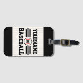 Gepersonaliseerde Retro Baseball Speler NAAM Team Bagagelabel (Voorkant (horizontaal))