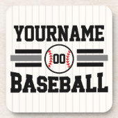 Gepersonaliseerde Retro Baseball Speler NAAM Team Bier Onderzetter (Voorkant)