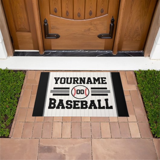Gepersonaliseerde Retro Baseball Speler NAAM Team Deurmat (Buiten)