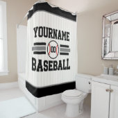 Gepersonaliseerde Retro Baseball Speler NAAM Team Douchegordijn (In situ)