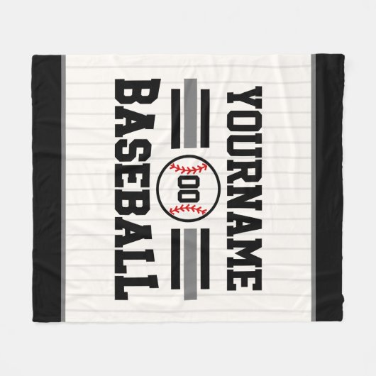 Gepersonaliseerde Retro Baseball Speler NAAM Team Fleece Deken (Voorkant (Horizontaal))