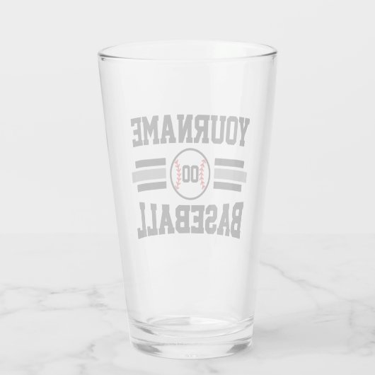 Gepersonaliseerde Retro Baseball Speler NAAM Team Glas (Achterkant)