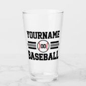 Gepersonaliseerde Retro Baseball Speler NAAM Team Glas (Voorkant)