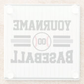 Gepersonaliseerde Retro Baseball Speler NAAM Team Glazen Onderzetter (Achterkant)