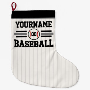 Gepersonaliseerde Retro Baseball Speler NAAM Team Grote Kerstsok