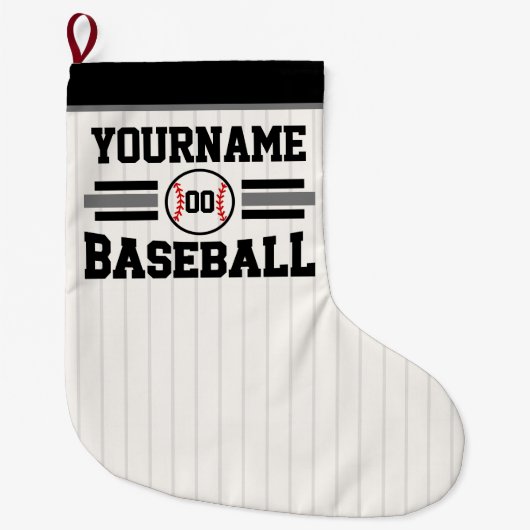 Gepersonaliseerde Retro Baseball Speler NAAM Team Grote Kerstsok (Voorkant)