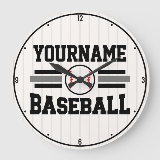 Gepersonaliseerde Retro Baseball Speler NAAM Team Grote Klok (Voorkant)