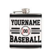 Gepersonaliseerde Retro Baseball Speler NAAM Team Heupfles (Voorkant)