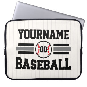 Gepersonaliseerde Retro Baseball Speler NAAM Team Laptop Sleeve