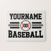 Gepersonaliseerde Retro Baseball Speler NAAM Team Legpuzzel (Horizontaal)