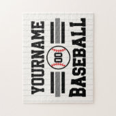 Gepersonaliseerde Retro Baseball Speler NAAM Team Legpuzzel (Verticaal)