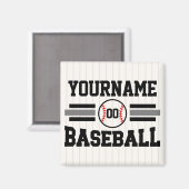 Gepersonaliseerde Retro Baseball Speler NAAM Team Magneet (Voorkant / Achterkant)