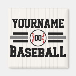 Gepersonaliseerde Retro Baseball Speler NAAM Team Magneet