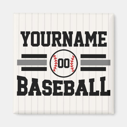 Gepersonaliseerde Retro Baseball Speler NAAM Team Magneet (Voorkant)
