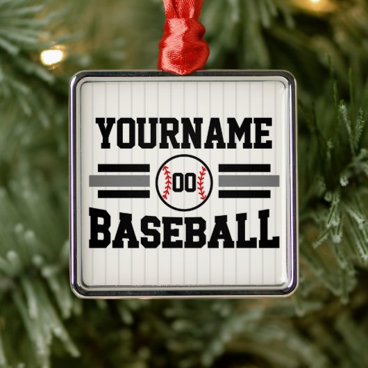 Gepersonaliseerde Retro Baseball Speler NAAM Team Metalen Ornament (Boom)