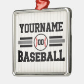 Gepersonaliseerde Retro Baseball Speler NAAM Team Metalen Ornament (Links)