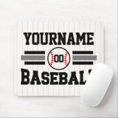 Gepersonaliseerde Retro Baseball Speler NAAM Team Muismat (Met muis)