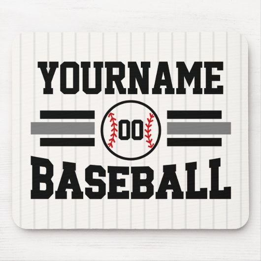 Gepersonaliseerde Retro Baseball Speler NAAM Team Muismat (Voorkant)