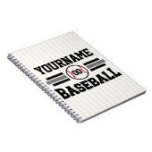 Gepersonaliseerde Retro Baseball Speler NAAM Team Notitieboek (Rechterzijde)