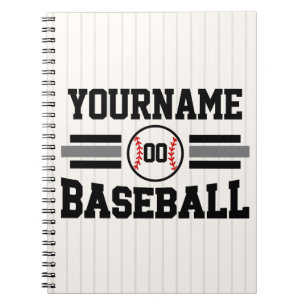 Gepersonaliseerde Retro Baseball Speler NAAM Team Notitieboek