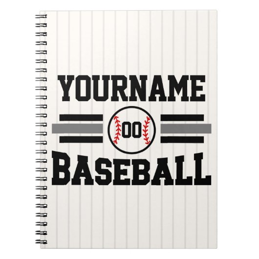 Gepersonaliseerde Retro Baseball Speler NAAM Team Notitieboek (Voorkant)
