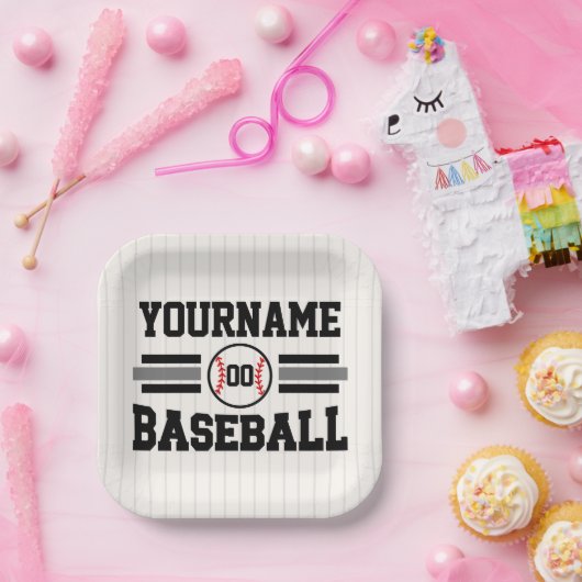 Gepersonaliseerde Retro Baseball Speler NAAM Team Papieren Bordje (Feest)