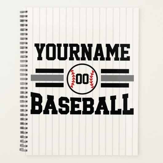 Gepersonaliseerde Retro Baseball Speler NAAM Team Planner (Voorkant)
