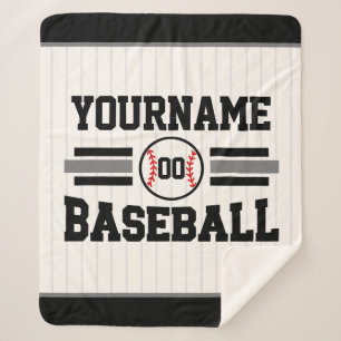 Gepersonaliseerde Retro Baseball Speler NAAM Team Sherpa Deken
